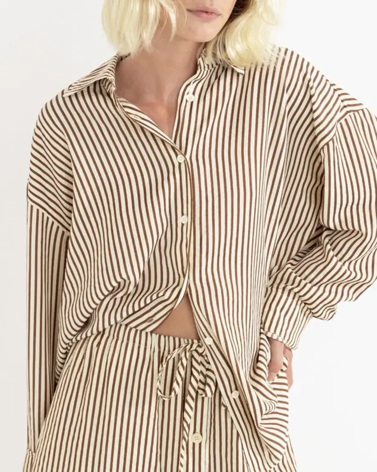 Rhythm FEMMES COVE STRIPE OVERSIZED LONG SLEEVE SHIRT
