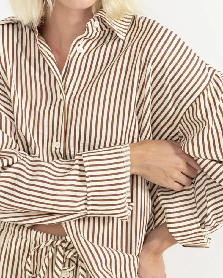 Rhythm FEMMES COVE STRIPE OVERSIZED LONG SLEEVE SHIRT