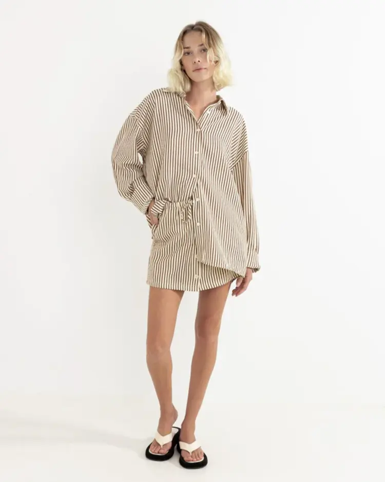 Rhythm WOMEN'S COVE STRIPE OVERSIZED LONG SLEEVE SHIRT
