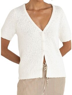 Rhythm FEMMES ADELE SHORT SLEEVE KNIT CARDIGAN WHITE