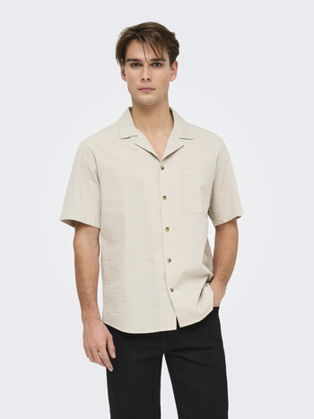 Only & Sons MEN'S EYE RESORT SHIRT SILVER LINING
