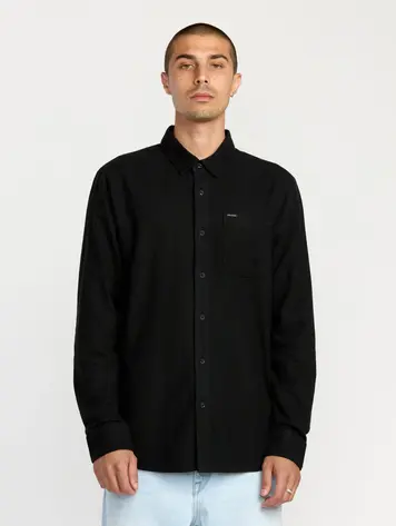 Volcom MEN'S CADEN SOLID LS SHIRT ANTIQUE BLACK