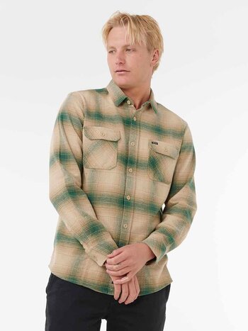 RIP CURL MEN'S COUNT FLANNEL LS SHIRT KHAKI ROCK