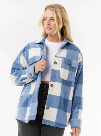 RIP CURL WOMEN'S NEON ISLES FLEECE LS SHIRT BLUE
