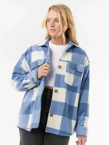 RIP CURL FEMMES NEON ISLES FLEECE LS SHIRT BLUE