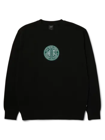HUF MEN'S TRANSIT AUTHORITY CREWNECK SWEATSHIRT BLACK