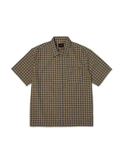 HUF MEN'S STRETCH MICRO PLAID SHIRT CLAY
