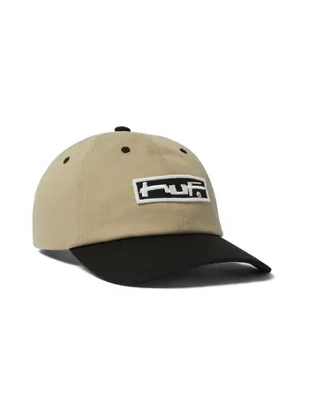 HUF MEN'S STRETCH LOGO 6-PANEL CURVED VISOR HAT CLAY