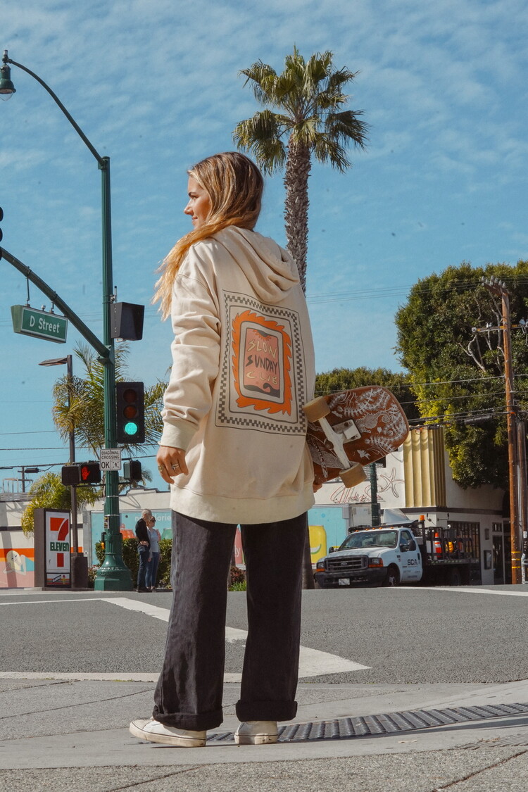 Notice the reckless SLOW SUNDAY CLUB HOODIE