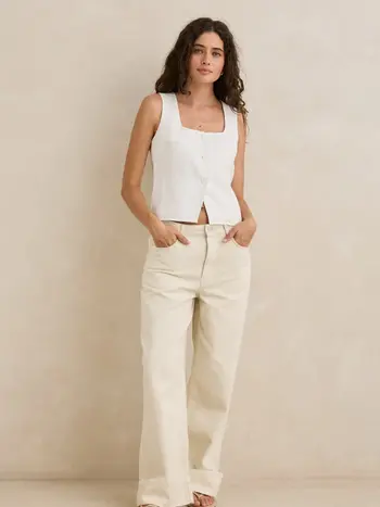 Rhythm FEMMES JASPER TURNBACK PANT WHITE
