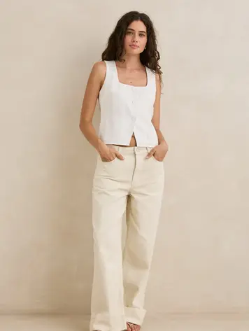Rhythm FEMMES JASPER TURNBACK PANT WHITE