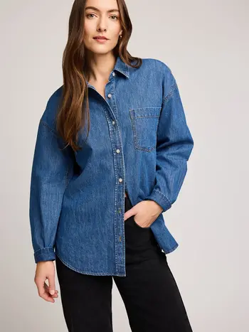 Gentle fawn WHITNEY DENIM BUTTON DOWN SHIRT MEDIUM WASH