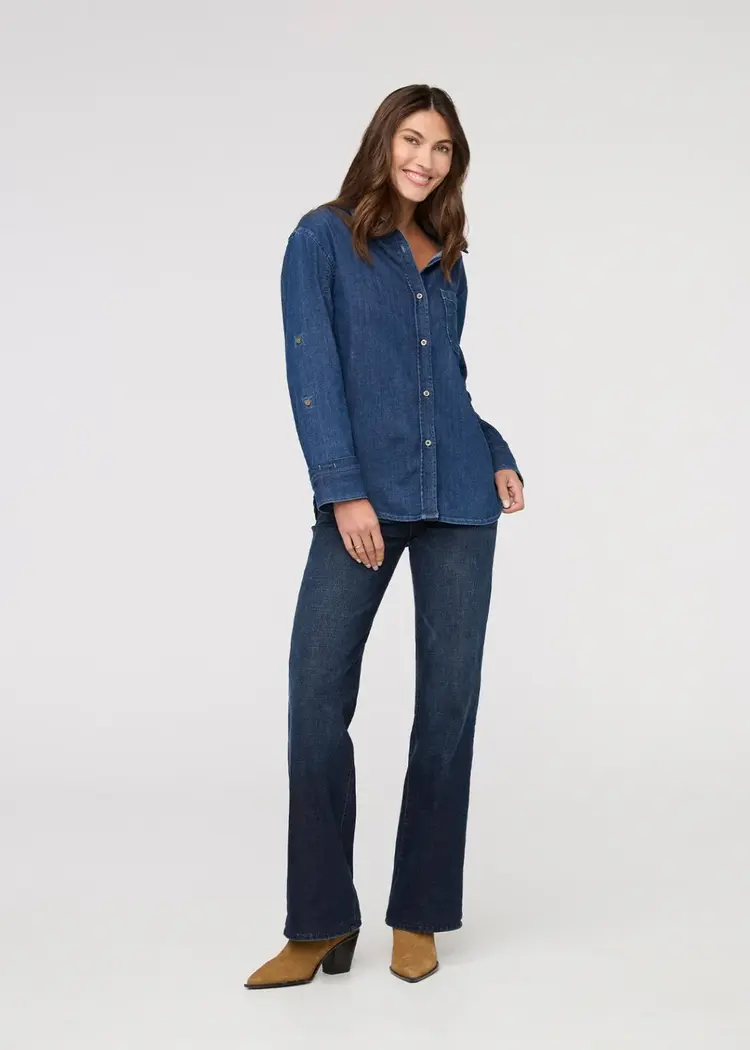 Du/er WOMEN'S PERFORMANCE DENIM LITE RELAXED BUTTON DOWN