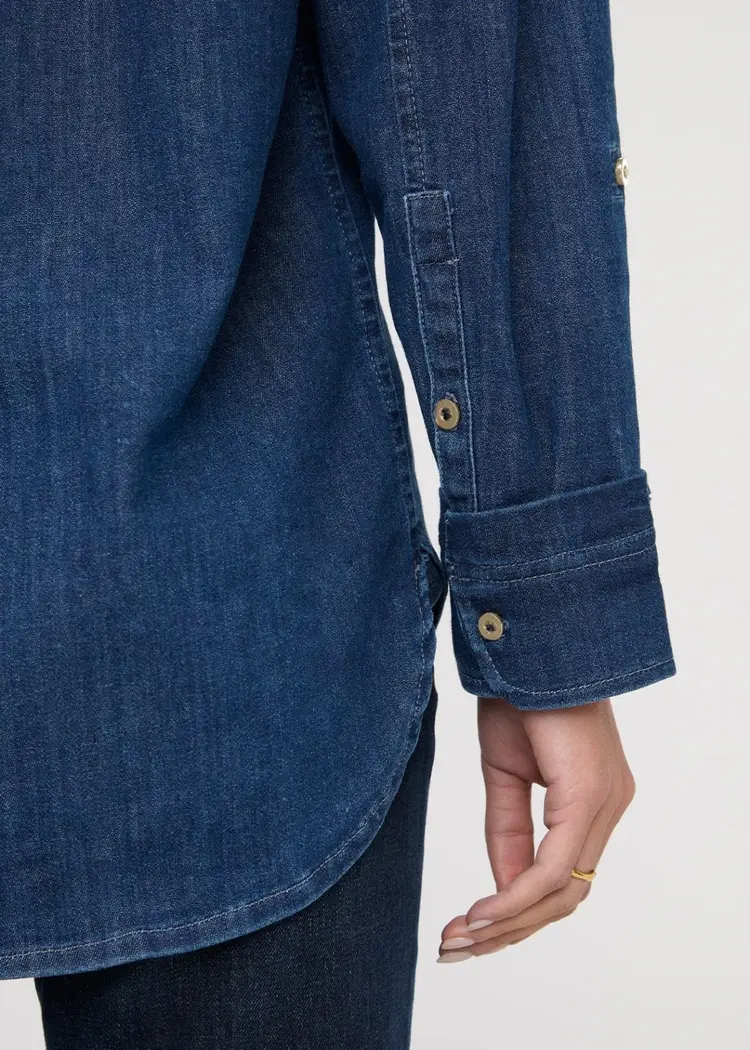 Du/er FEMMES PERFORMANCE DENIM LITE RELAXED BUTTON DOWN