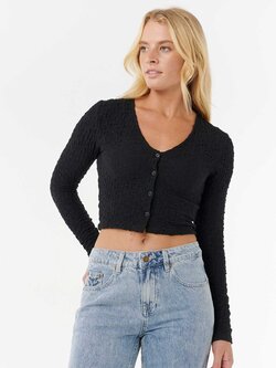 RIP CURL WOMEN'S SUNSET LUAU TEXTURE LONG SLEEVE TEE BLACK