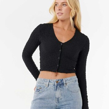 RIP CURL WOMEN'S SUNSET LUAU TEXTURE LONG SLEEVE TEE BLACK