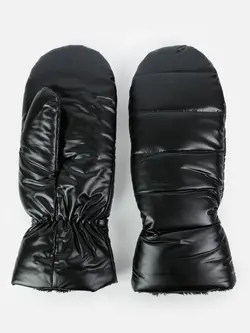 NANA THE BRAND WOMEN'S LUGANO QUILTED GLOSSY MITTENS BLACK