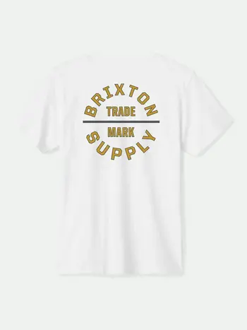 Brixton HOMMES OATH V STANDARD T-SHIRT WHITE/MUSTARD/CHARCOAL