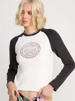 Volcom FEMMES GIVING IN RAGLAN TEE VINTAGE BLACK