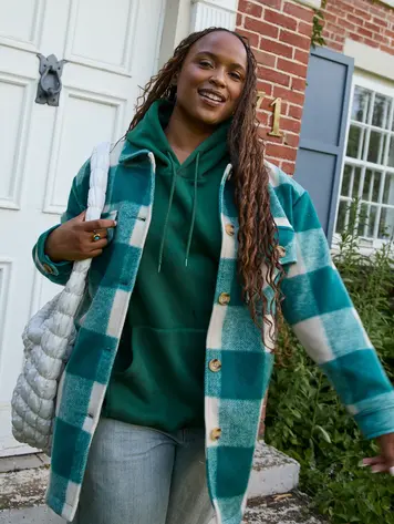 NANA THE BRAND ANNABELLE LS OVERSHIRT GREEN/TAN PLAID