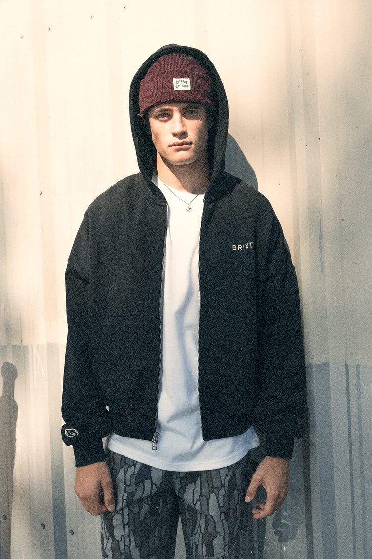 Brixton MEN'S EMBROIDERED HEAVYWEIGHT OVERSIZED FULL ZIP