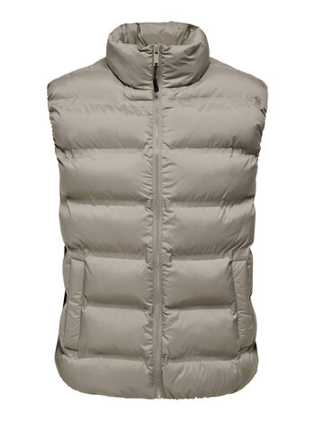 Only & Sons MEN'S UNION SEAMLESS LIFE PUFFER VEST DESERT TAUPE
