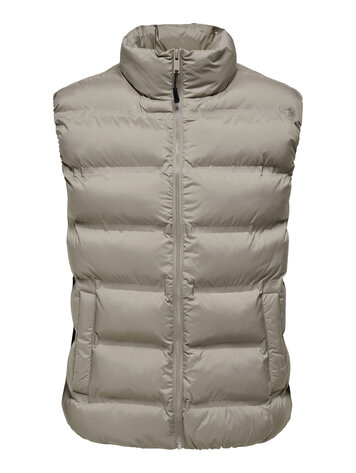 Only & Sons HOMMES UNION SEAMLESS LIFE PUFFER VEST DESERT TAUPE