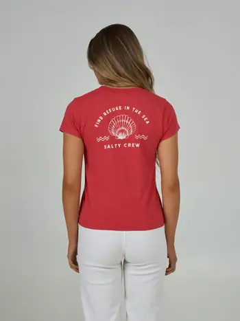 Salty crew WOMEN'S SUNRISE SHELL MODERN TEE FIESTA RED