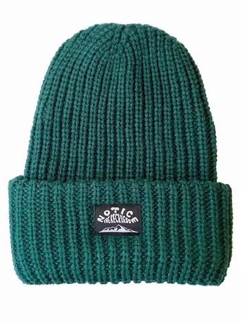 Notice the reckless WOMEN'S FOREST GREEN BEANIE