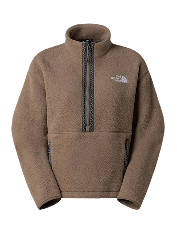 THE NORTH FACE WOMEN'S FLEESKI 1/4 ZIP PULLOVER MOCHA BROWN