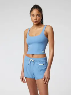 Vuori WOMEN'S DAILY CROP TANK ISLE BLUE