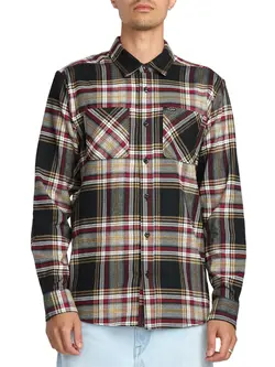 Volcom MEN'S NETASTONE FLANNEL LS FLANNEL SHIRT ANTIQUE BLACK