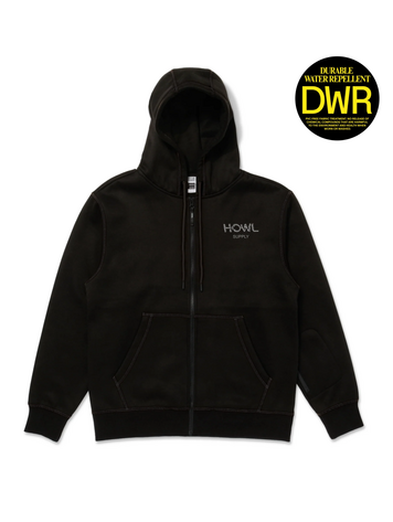 Howl Supply HOMMES DWR ZIP UP HOODIE BLACK