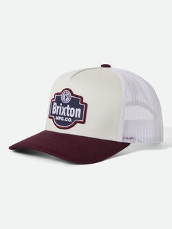 Brixton MEN'S GENUINE QUALITY NETPLUS TRUCKER HAT OFF WHITE/PORT