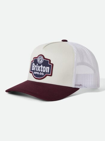 Brixton MEN'S GENUINE QUALITY NETPLUS TRUCKER HAT OFF WHITE/PORT