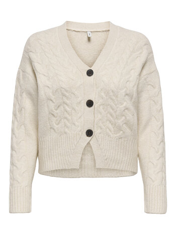 Only WOMEN'S RIO LIFE LS CABLE CARDIGAN WHITECAP GRAY/MELANGE