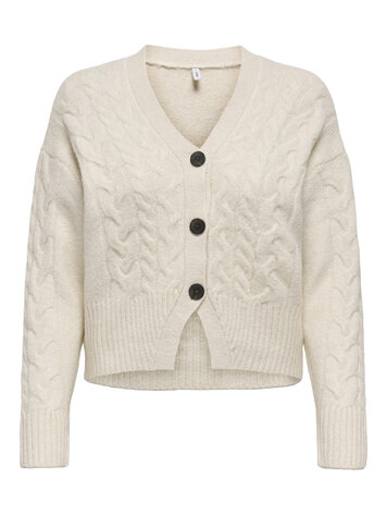 Only FEMMES RIO LIFE LS CABLE CARDIGAN WHITECAP GRAY/MELANGE