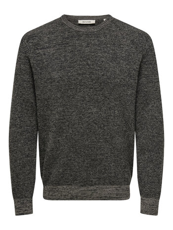 Only & Sons HOMMES ALFI REG LS CREW KNIT FALCON/BLACK