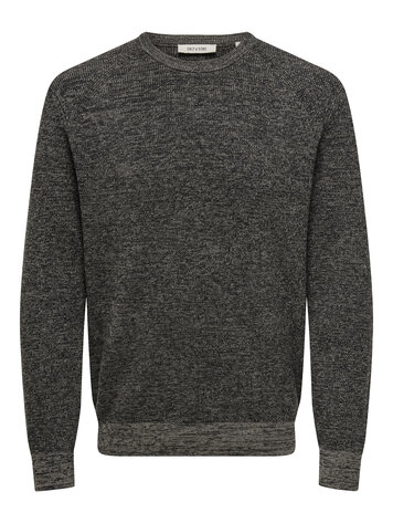 Only & Sons HOMMES ALFI REG LS CREW KNIT FALCON/BLACK