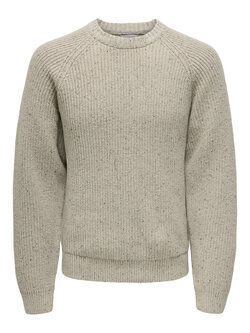 Only & Sons MEN'S LITUS REG 5 NAPS CREW KNIT SILVER LINING