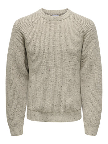 Only & Sons HOMMES LITUS REG 5 NAPS CREW KNIT SILVER LINING