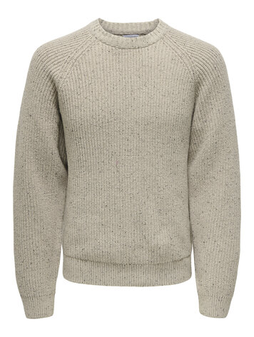 Only & Sons HOMMES LITUS REG 5 NAPS CREW KNIT SILVER LINING