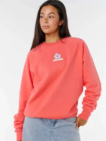 RIP CURL FEMMES LUXE SURF RAGLAN RELAXED CREW WATERMELON