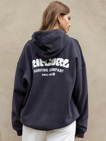 RIP CURL WOMEN'S SURF PUFF HERITAGE HOODIE WASHED BLACK/CREAM