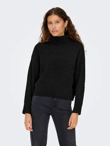 Only WOMEN'S GLOBE KNITTED PULLOVER BLACK