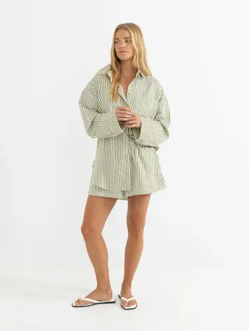 Rhythm FEMMES COVE STRIPE LONG SLEEVE SHIRT ALOE