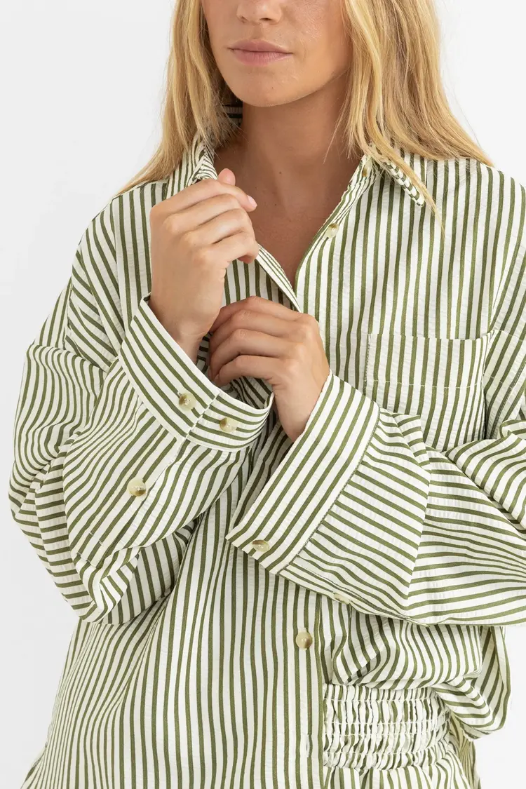 Rhythm WOMEN'S COVE STRIPE LONG SLEEVE SHIRT