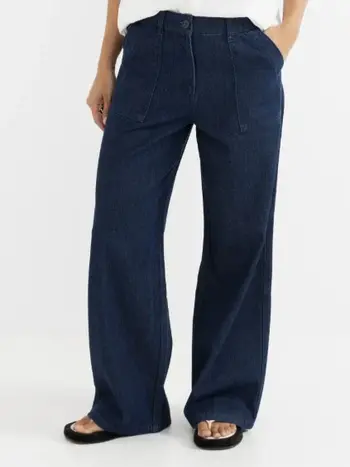 Rhythm WOMEN'S FLEETWOOD WIDE LEG PANTS DARK DENIM