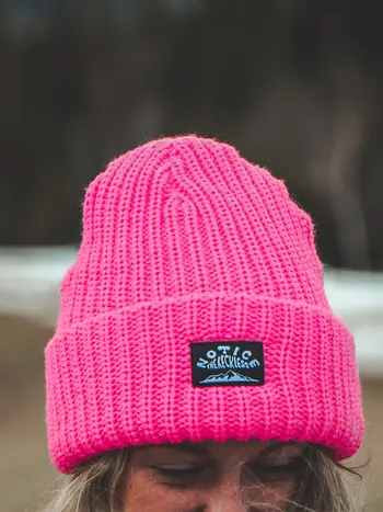 Notice the reckless FEMMES BIG NEON PINK BEANIE
