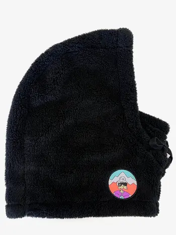 Notice the reckless WOMEN'S GRANNY RIDER HOOD OVER THE HELMET